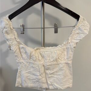 Princess Polly Cream Ruffled Crop Top